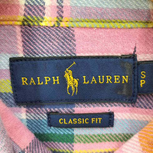 ラルフローレン RALPH LAUREN CLASSIC FIT ポニー 刺繍 マドラスチェック B.D L/S シャツ メンズ import:S