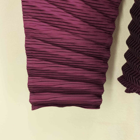 イッセイミヤケ ISSEY MIYAKE 17aw Chromatic Fantasia -極光色- CROSS PLEATED HI-NECK JACKET ウェーブプリーツ 変形ジャケット レディース 2