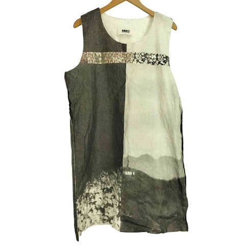 エムエムシックスメゾンマルジェラ MM6 Maison Margiela 総柄プリント ノースリーブペーパーワンピース レディース m