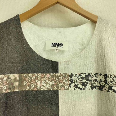 エムエムシックスメゾンマルジェラ MM6 Maison Margiela 総柄プリント ノースリーブペーパーワンピース レディース m