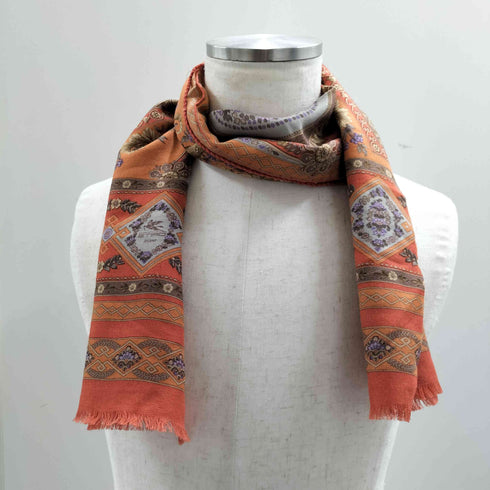 エトロ ETRO シルク混 ウール総柄ストール レディース