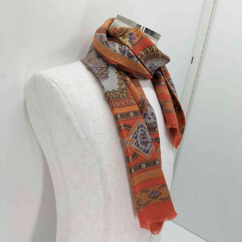 エトロ ETRO シルク混 ウール総柄ストール レディース