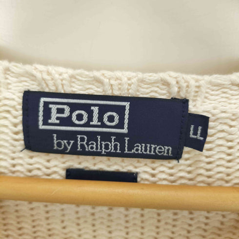 ポロバイラルフローレン Polo by RALPH LAUREN 90S ポニー刺繍 リブ編み コットンニット メンズ LL