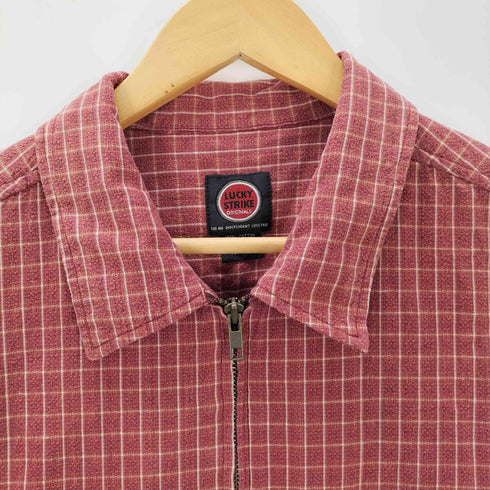 ラッキーストライク LUCKY STRIKE チェック柄 ジップアップシャツジャケット メンズ LL