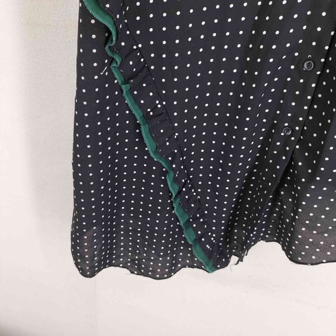 ザラ ZARA スナップアシンメトリー可 フリルドットシャツワンピース 袖リブ レディース USA M