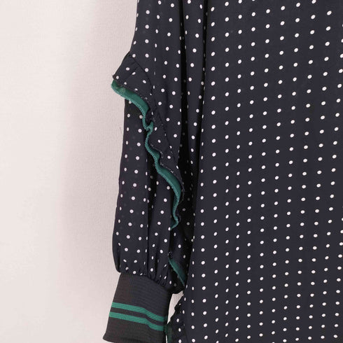 ザラ ZARA スナップアシンメトリー可 フリルドットシャツワンピース 袖リブ レディース USA M