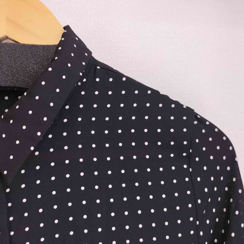 ザラ ZARA スナップアシンメトリー可 フリルドットシャツワンピース 袖リブ レディース USA M