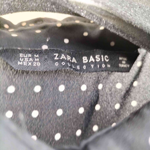 ザラ ZARA スナップアシンメトリー可 フリルドットシャツワンピース 袖リブ レディース USA M