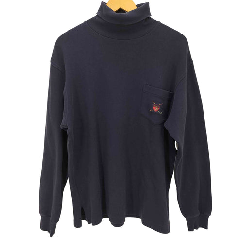 ポロバイラルフローレン Polo by RALPH LAUREN 90S ゴルフワッペン サイドスリット タートルネック スウェット メンズ import:S