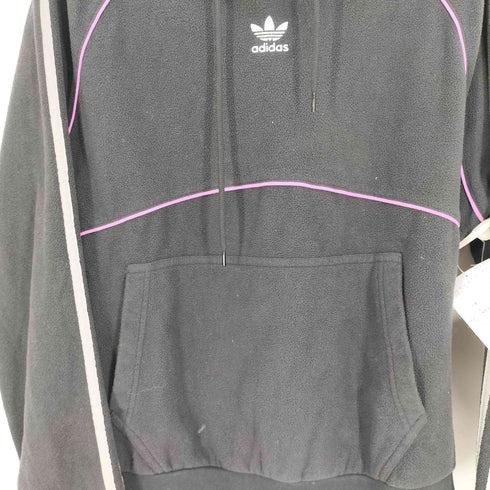 アディダスオリジナルス adidas Originals Felpa Polar Fleece Hoodie トレフォイル ロゴ 刺繍 パイピング ポーラー フリース プルオーバー パーカー メンズ JPN:L