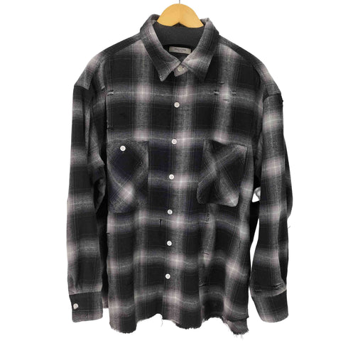 フリークスストア FREAKS STORE ダメージ加工 L/S オンブレチェックシャツ メンズ JPN:L