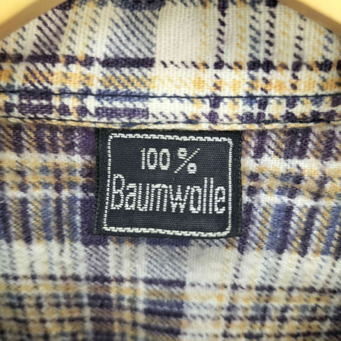 BAUMWOLLE コットン チェック柄 プルオーバー グランパシャツ メンズ