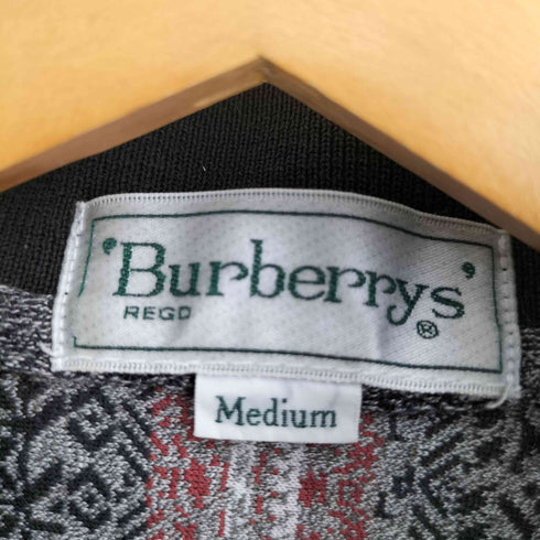 バーバリーズ BURBERRYS ロゴ刺繍 ストライプ 長袖 ポロシャツ メンズ import:M