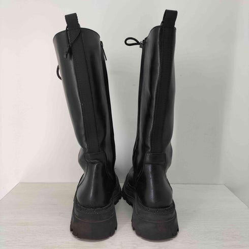ザラ ZARA サイドジップレースアップロングブーツ レディース EUR:38