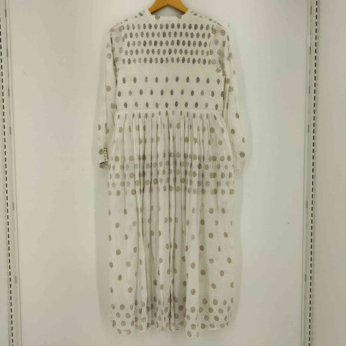 ヌキテパ NE QUITTEZ PAS Cotton Silk Gold Print Embroidery Gown コットン シルク ゴールドプリント エンブロイダリー ガウン レディース