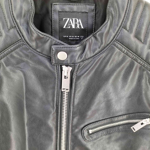 ザラ ZARA フェイクレザーバイカーレザージャケット メンズ US:40