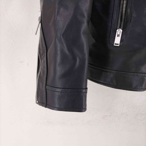 ザラ ZARA フェイクレザーバイカーレザージャケット メンズ US:40