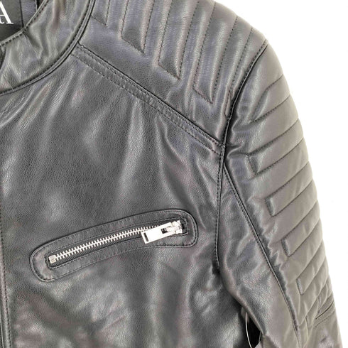 ザラ ZARA フェイクレザーバイカーレザージャケット メンズ US:40