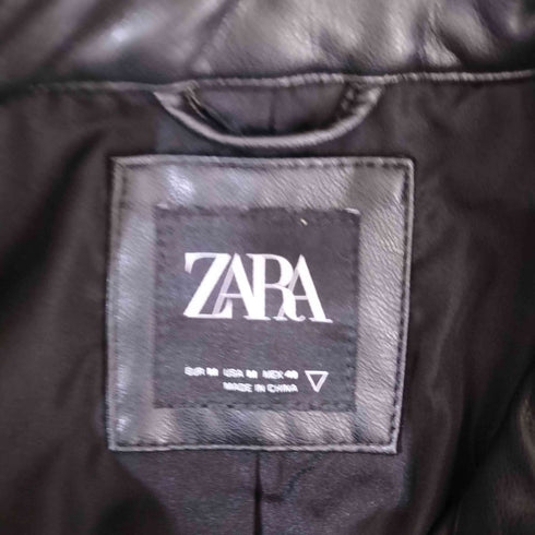 ザラ ZARA フェイクレザーバイカーレザージャケット メンズ US:40