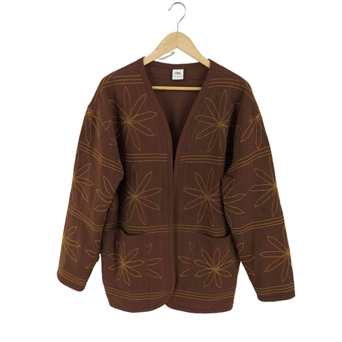 ザラ ZARA Quilted Embroidered Padded Mens Cotton Jacket メンズ 38-40