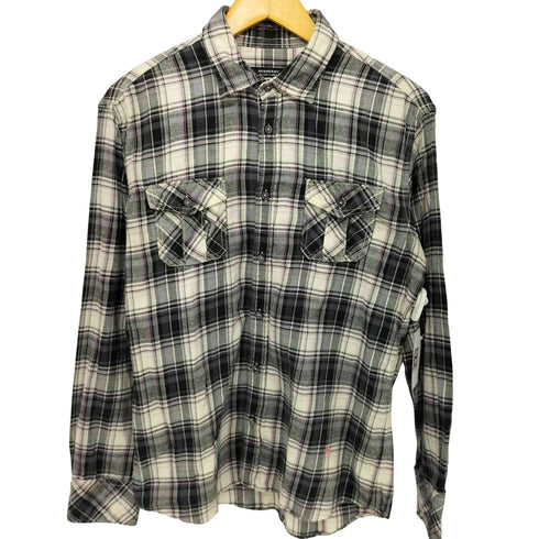 バーバリーブラックレーベル BURBERRY BLACK LABEL ホースロゴ刺繍 フラップポケット L/S チェック シャツ メンズ 3