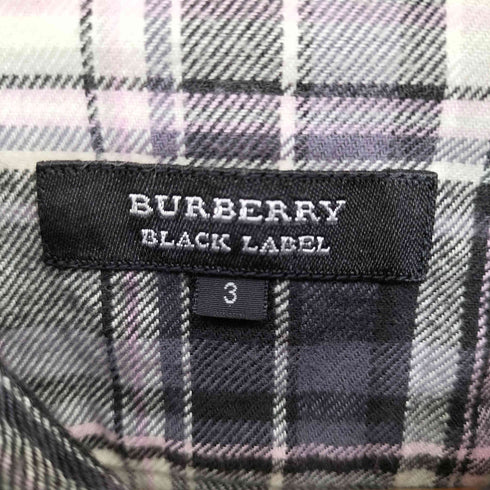 バーバリーブラックレーベル BURBERRY BLACK LABEL ホースロゴ刺繍 フラップポケット L/S チェック シャツ メンズ 3