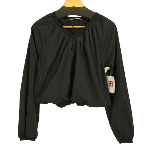ザラ ZARA ナイロン クロップド Vネック パストップス レディース import:M