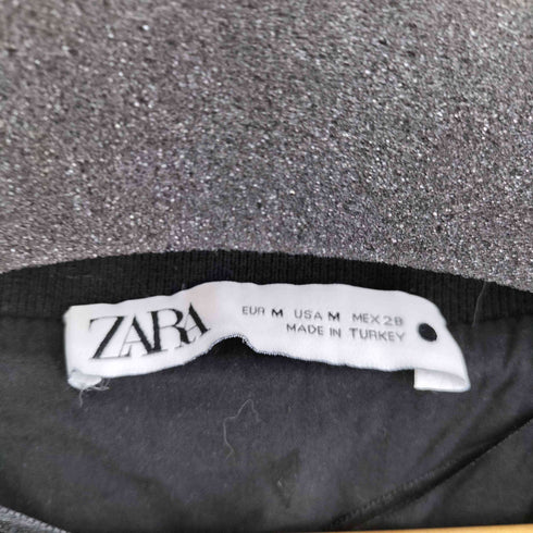 ザラ ZARA ナイロン クロップド Vネック パストップス レディース import:M