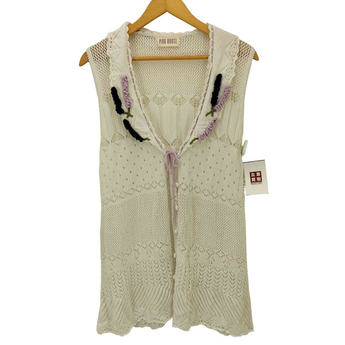 ピンクハウス PINK HOUSE 23SS ラベンダーモチーフ付き透かし編みニットベスト レディース