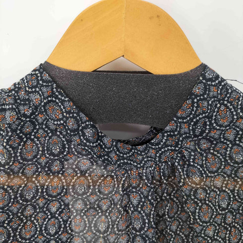 ザラ ZARA L/S フリルデザイン総柄ブラウス レディース import:M
