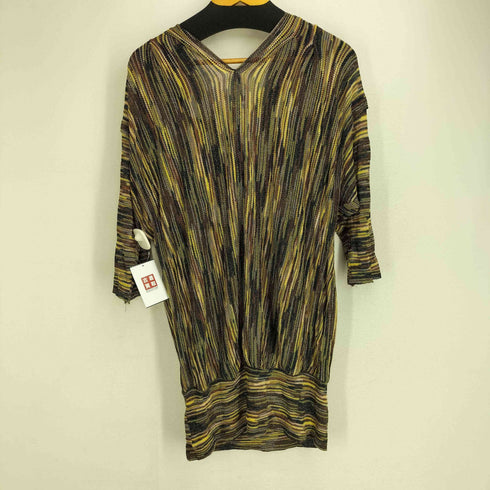 ミッソーニ MISSONI MARE イタリア製 ラメ総柄 透かし編みニットソー レディース S