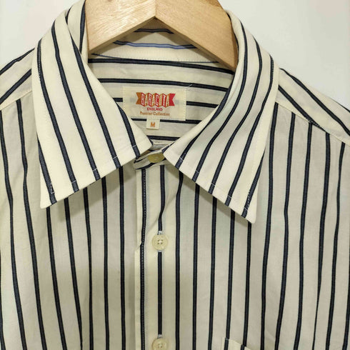 バラクータ BARACUTA ロゴ刺繍 L/S ストライプ シャツ メンズ import:M