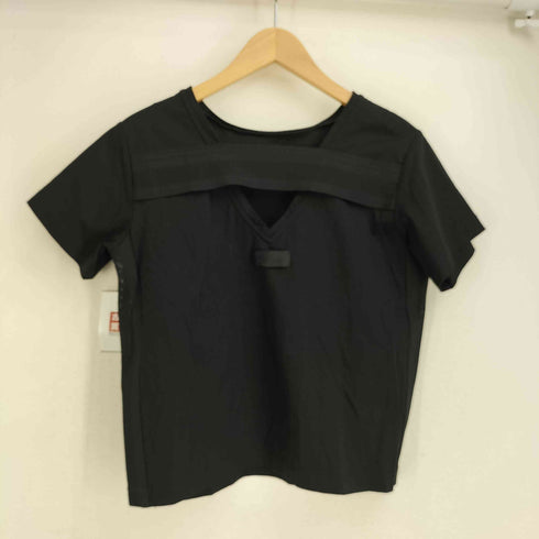 ディーゼル DIESEL バックオープン ロゴ刺繍テープ メッシュ切替 カットソー 短丈 レディース XS
