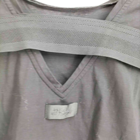 ディーゼル DIESEL バックオープン ロゴ刺繍テープ メッシュ切替 カットソー 短丈 レディース XS