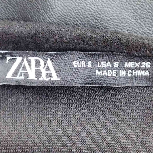 ザラ ZARA レザー切替ワンピース レディース import:S