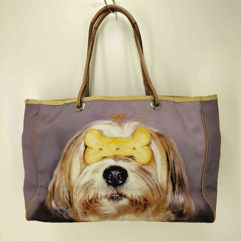 アニヤハインドマーチ ANYA HINDMARCH 犬 転写プリント レザー ハンド トート バッグ レディース