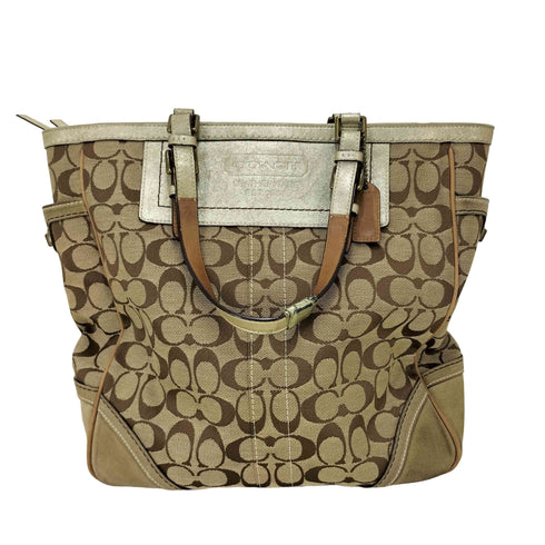 コーチ COACH 00S スエード 切り替え シグネチャー トート バッグ 05年製 レディース