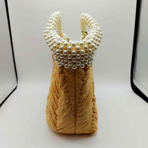 ザラ ZARA 2WAY フェイクパール ビジュー カゴ ハンド バッグ レディース