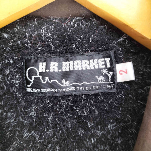 ブルーブルーハリウッドランチマーケット BLUE BLUE H.R.MARKET 襟レザーウールバッファローチェックジャケット メンズ JPN:2