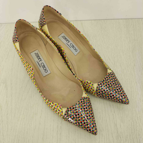 ジミーチュウ JIMMY CHOO ドット柄 エナメル ピンヒール ポインテッド パンプス vibram裏張り レディース 36 1/2