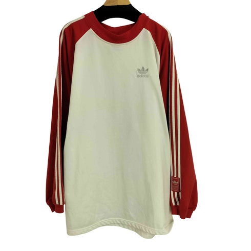 アディダス adidas 90s トレフォイルロゴ スリーストライプ クルーネック 厚手 長袖 Tシャツ スウェット メンズ import:XXL