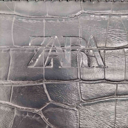 ザラ ZARA クロコ型押し フェイクレザースクエアトートバッグ レディース m