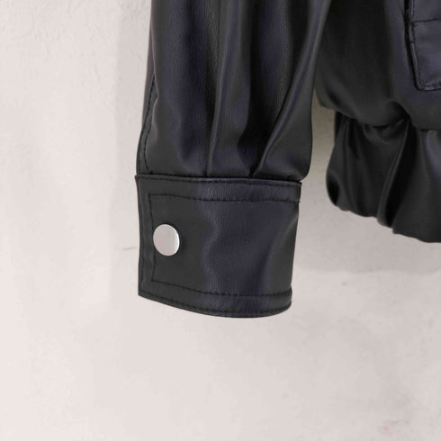 ザラ ZARA フェイクレザーオーバーサイズジャケット レディース import:S