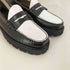 ジーエイチバス G.H.BASS Super Lug Larson Penny Loafers Black & White Leather メンズ US:8.5