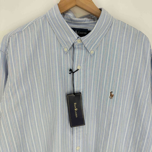 ラルフローレン RALPH LAUREN CUSTOM FIT ポニー刺繍 ストライプ コットン B.D L/S シャツ メンズ import:XXL