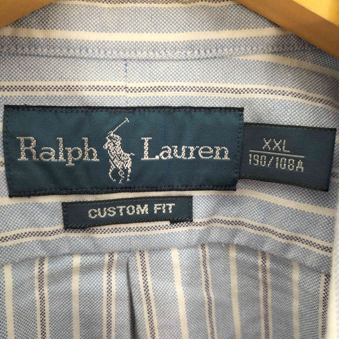 ラルフローレン RALPH LAUREN CUSTOM FIT ポニー刺繍 ストライプ コットン B.D L/S シャツ メンズ import:XXL