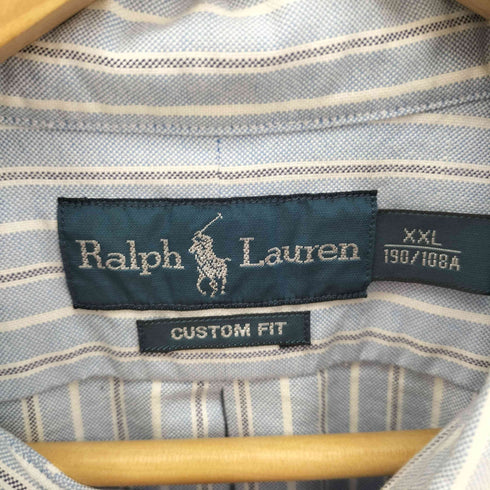 ラルフローレン RALPH LAUREN CUSTOM FIT ポニー刺繍 ストライプ コットン B.D L/S シャツ メンズ import:XXL