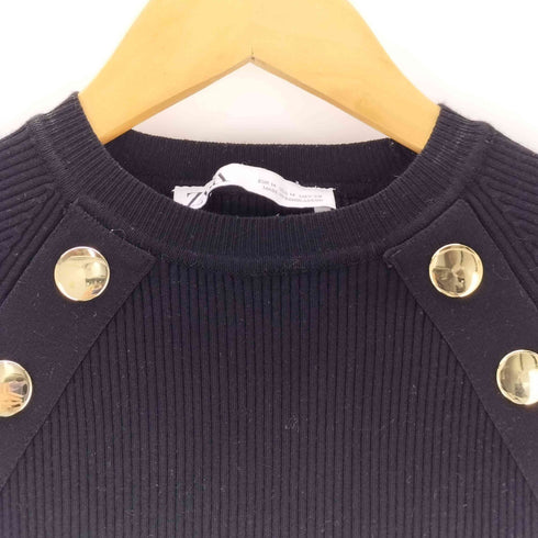 ザラ ZARA 金ボタン リブニットプルオーバー レディース import:M