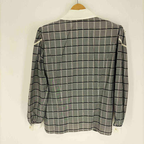 FemmeNoire シルク混 デカ襟 星 蠍 チェック柄 デザイン切替 L/S シャツ レディース