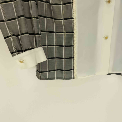 FemmeNoire シルク混 デカ襟 星 蠍 チェック柄 デザイン切替 L/S シャツ レディース
